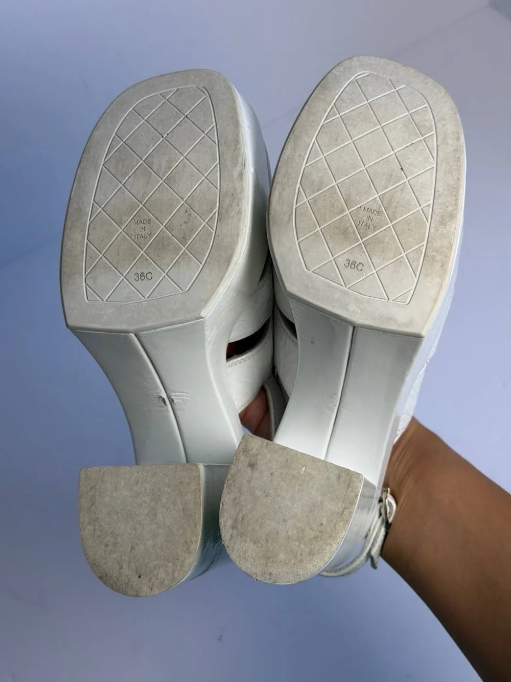 Chanel Pre-Fall 2023 Paris-Dakar Runway White Patent Leather Platform Slingback